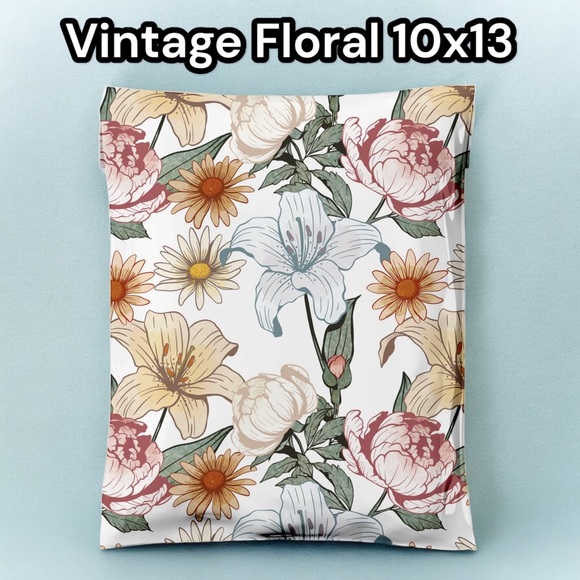 Vintage Floral Poly Mailer’s 10x13 Pack of 25 - Picture 2 of 14
